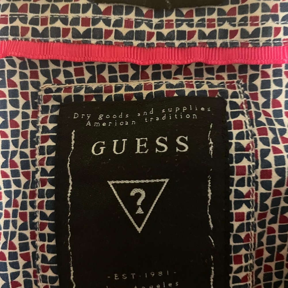 Guess Geometric Print Shirt in Red and Blue